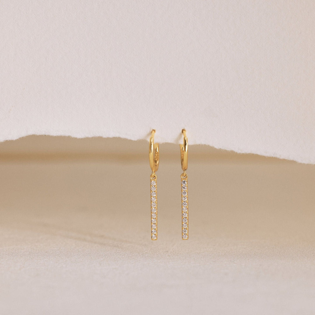 Round Cut Diamond Minimalist Long Bar Earrings for Her - Doozy Diamonds