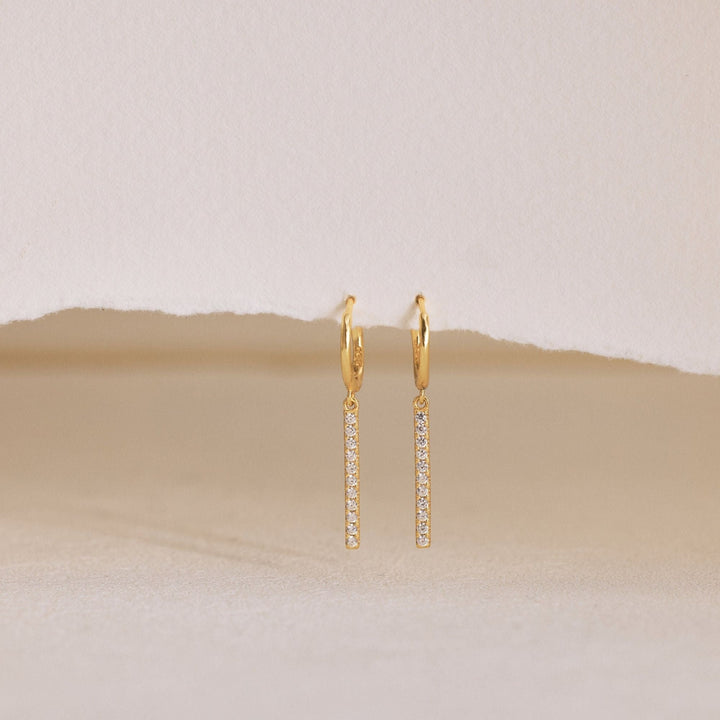 Round Cut Diamond Minimalist Long Bar Earrings for Her - Doozy Diamonds