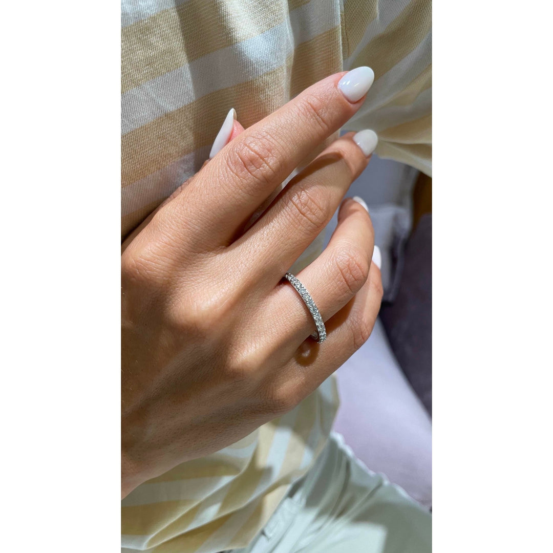 Ethically sourced round brilliant diamond eternity band