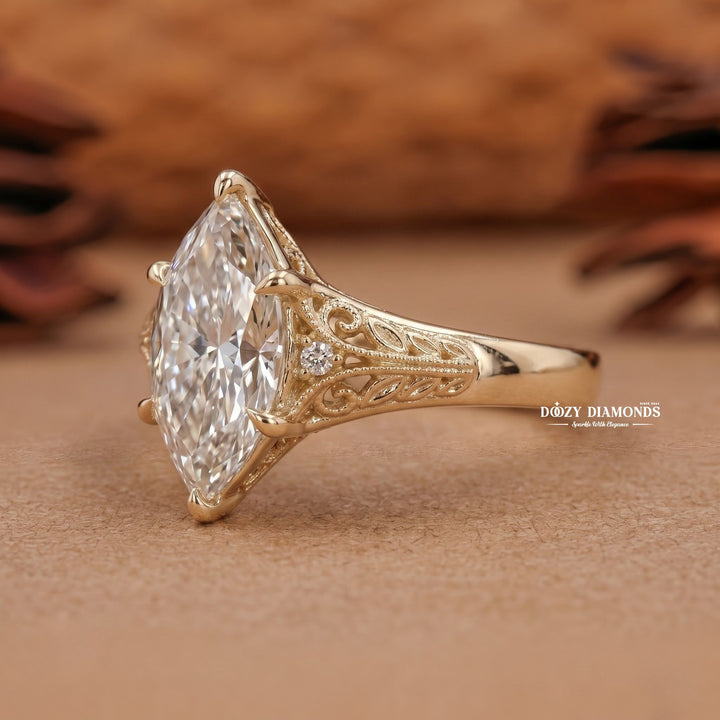 2.50CT Vintage Inspired Hexagon F/VVS2 Lab Grown Diamond Engagement Ring - lab grown diamond engagement ring view 2