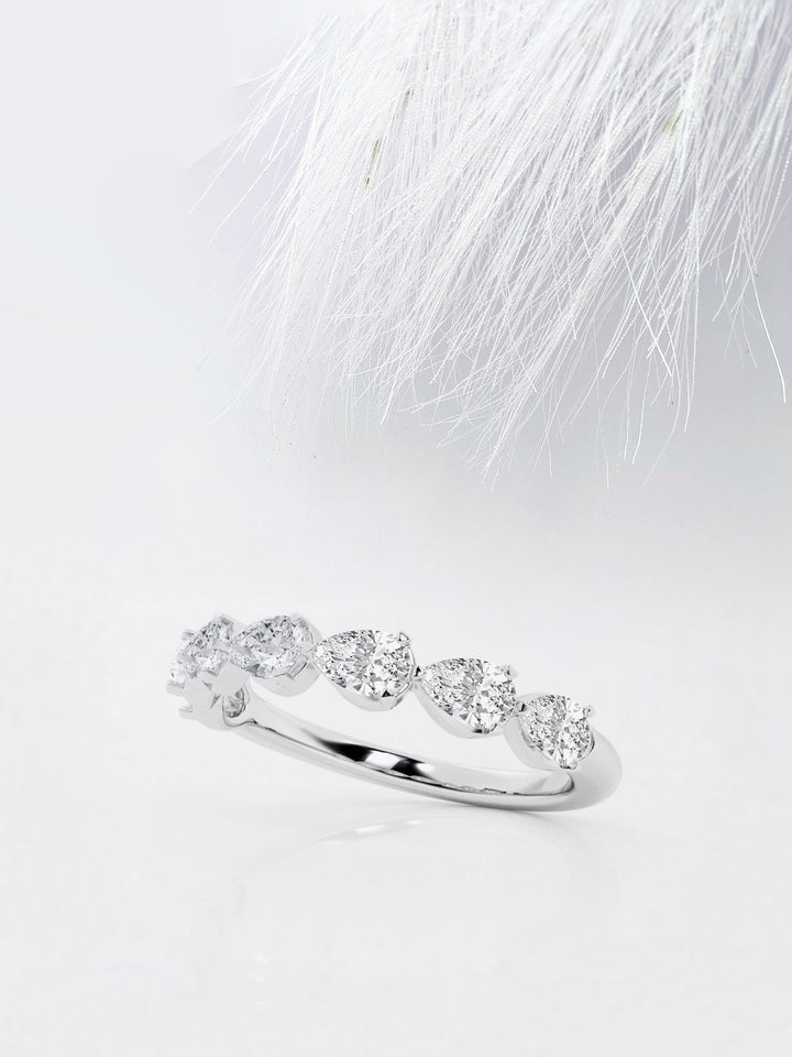 Pear FG - VS2 Lab Grown Diamond Half Eternity Wedding Band - Doozy Diamonds