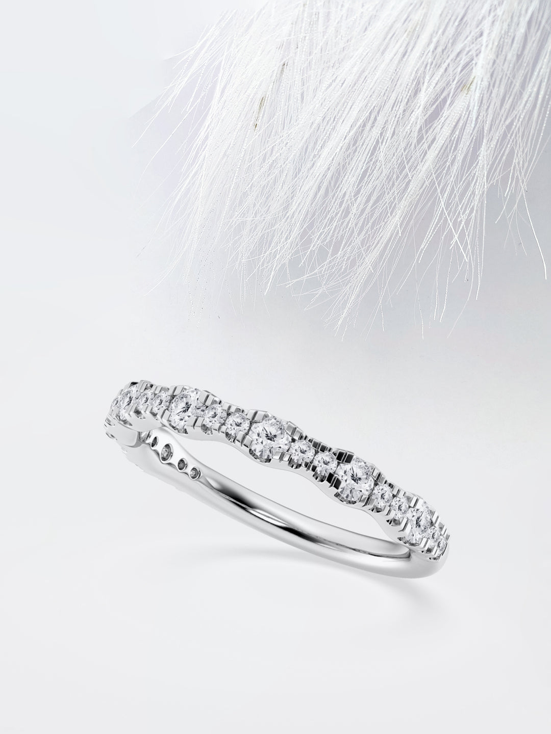 Round FG - VS2 Lab Grown Diamond Scalloped Wedding Band - Doozy Diamonds