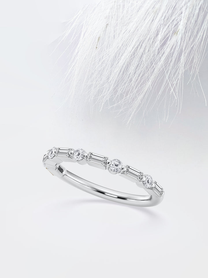 Baguette & Round FG - VS2 Lab Grown Diamond Floating Band - Doozy Diamonds