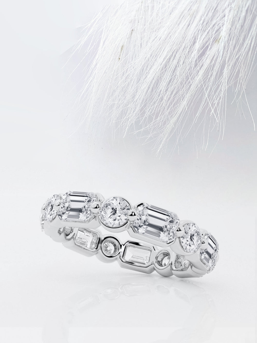 Emerald & Round FG - VS2 Lab Grown Diamond Floating Band - Doozy Diamonds