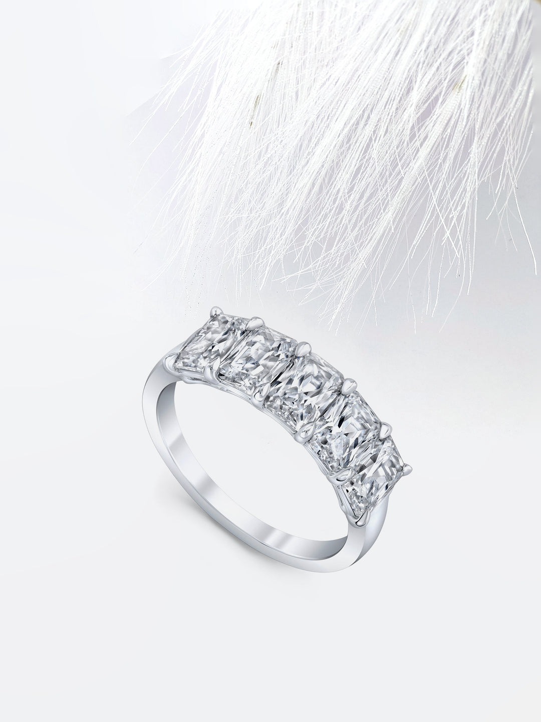 Radiant FG - VS1 Lab Grown Diamond Five Stone Wedding Band - Doozy Diamonds