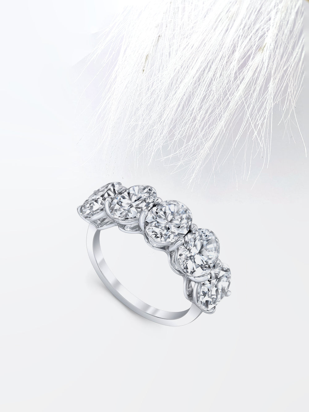Oval FG - VS1 Lab Grown Diamond Five Stone Stacking Band - Doozy Diamonds
