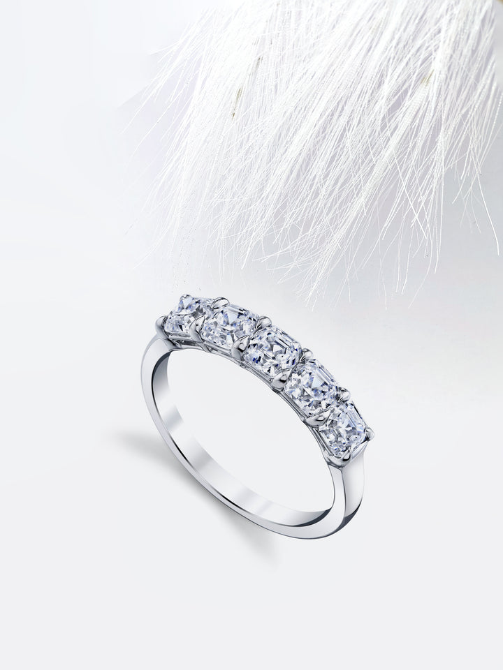 Asscher FG - VS1 Lab Grown Diamond Five Stone Wedding Band - Doozy Diamonds