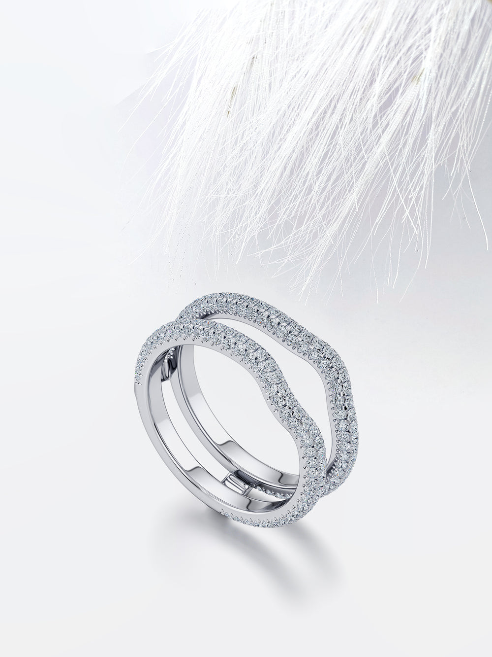 Round FG - VS1 Lab Grown Diamond Three Side Pave Double Stacking Band - Doozy Diamonds