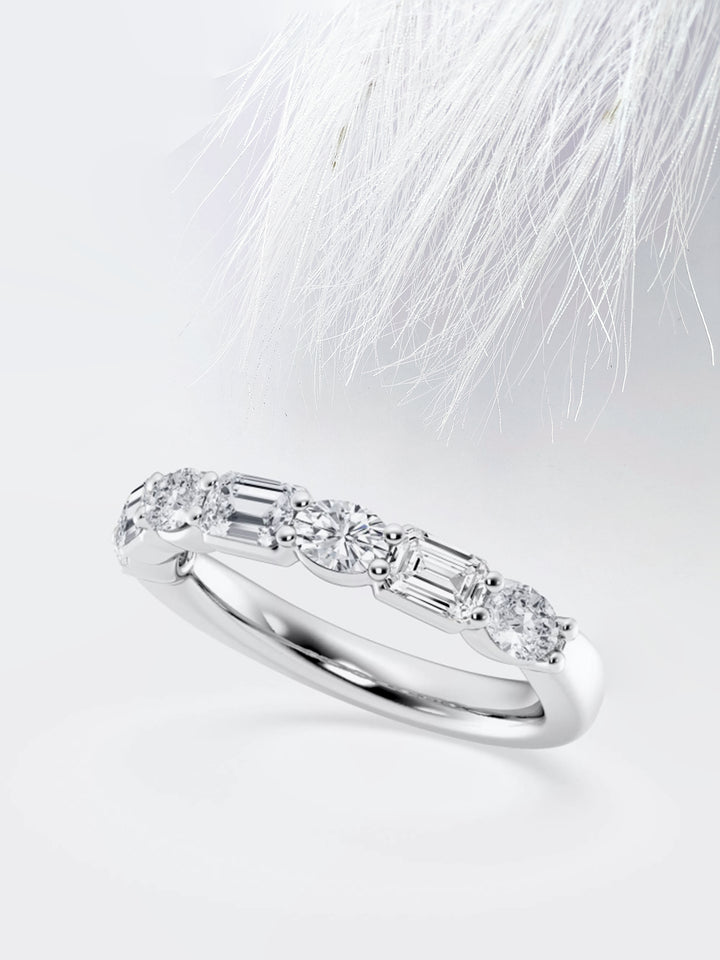Emerald & Round FG - VS2 Lab Grown Diamond Half Eternity Wedding Band - Doozy Diamonds