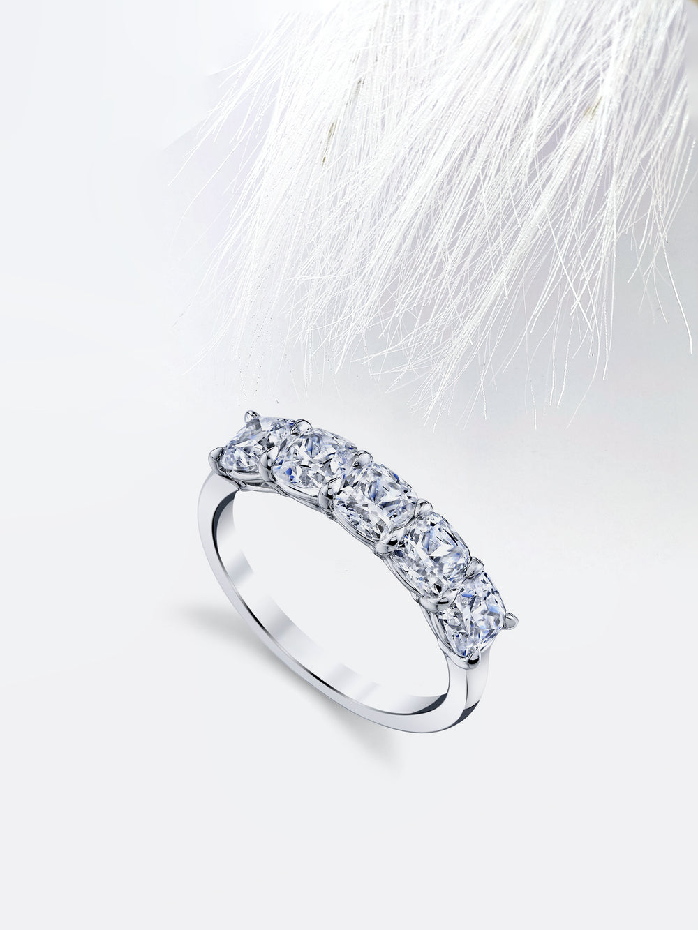Cushion FG - VS1 Lab Grown Diamond Five Stone Wedding Band - Doozy Diamonds