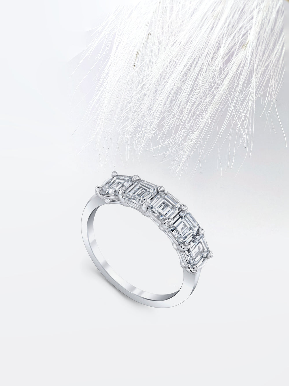Emerald FG - VS1 Lab Grown Diamond Five Stone Wedding Band - Doozy Diamonds