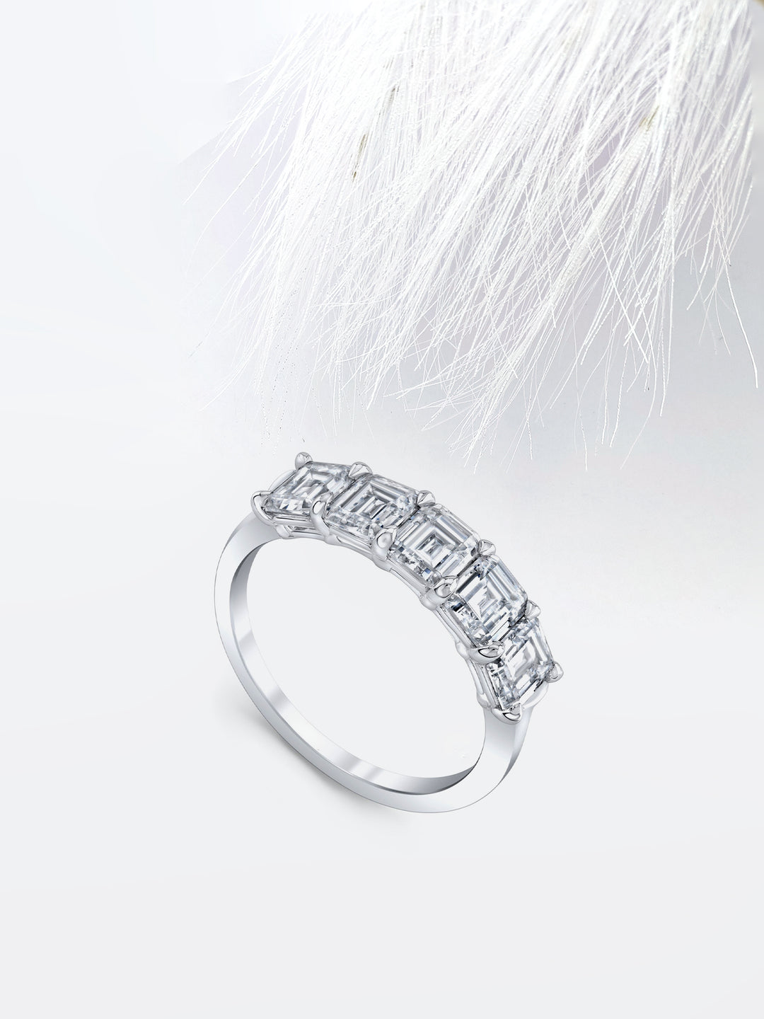 Emerald FG - VS1 Lab Grown Diamond Five Stone Wedding Band - Doozy Diamonds