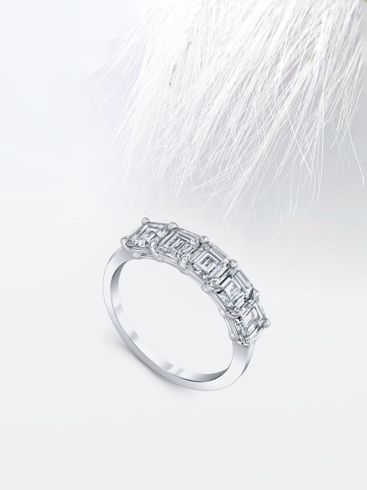 Emerald FG - VS1 Lab Grown Diamond Five Stone Wedding Band - Doozy Diamonds