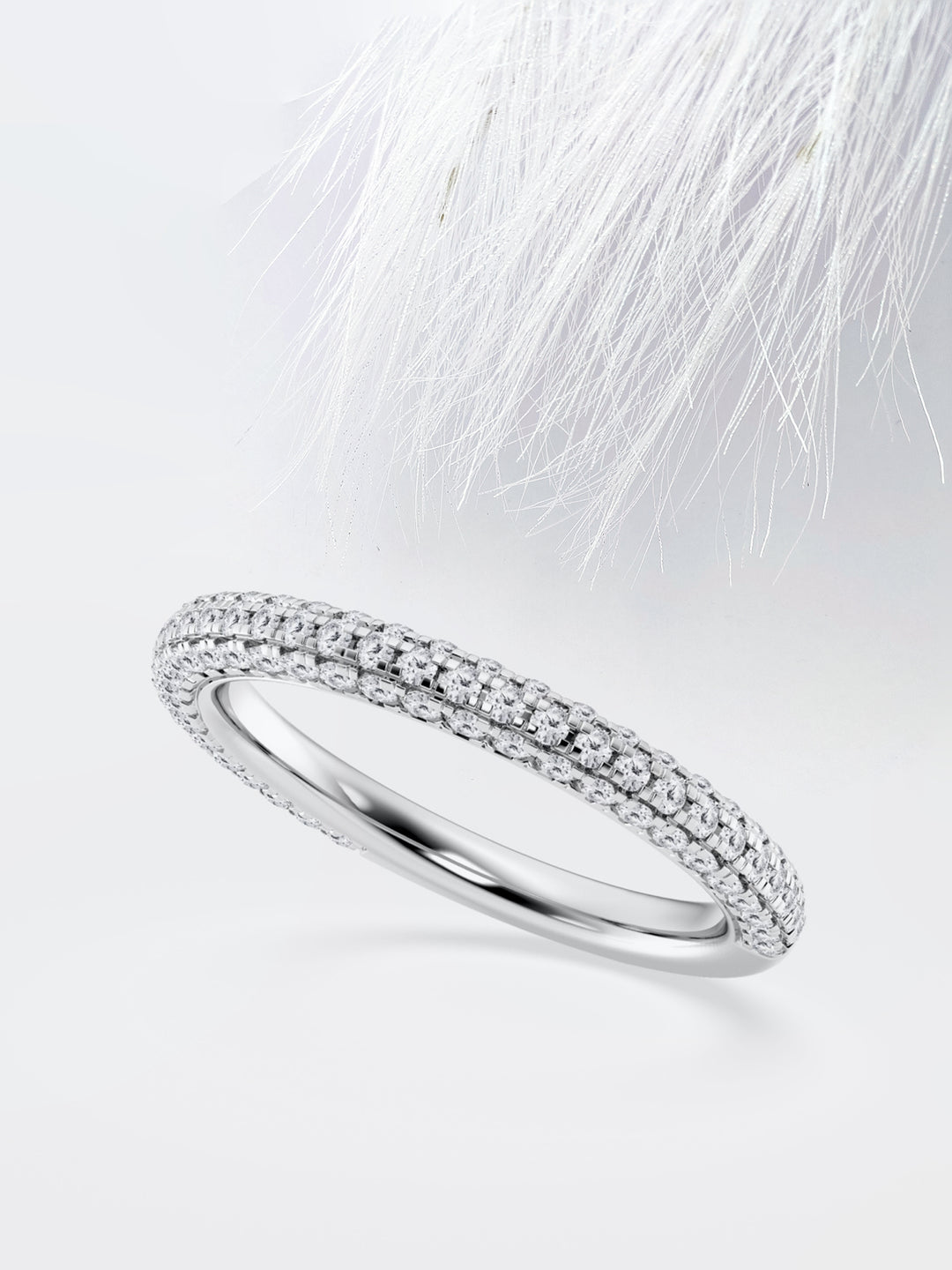 Round FG - VS2 Lab Grown Diamond Three Side Pave Half Eternity Band - Doozy Diamonds
