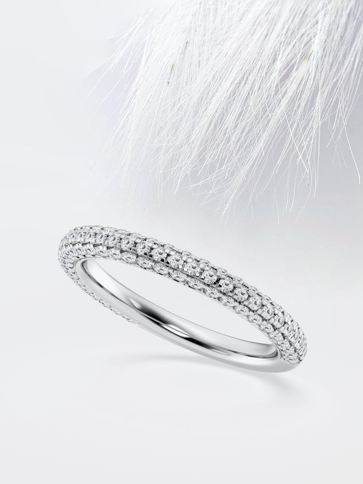 Round FG - VS2 Lab Grown Diamond Three Side Pave Half Eternity Band - Doozy Diamonds