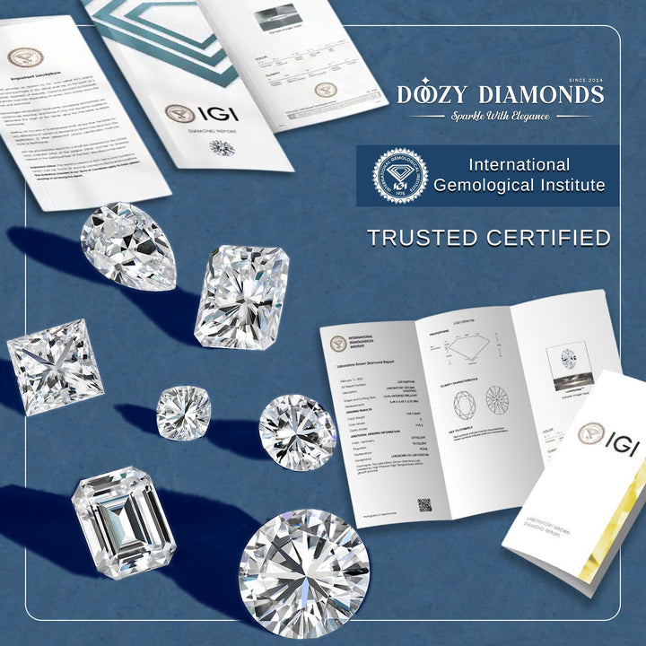 Round cut solitaire engagement ring with IGI certified center diamond
