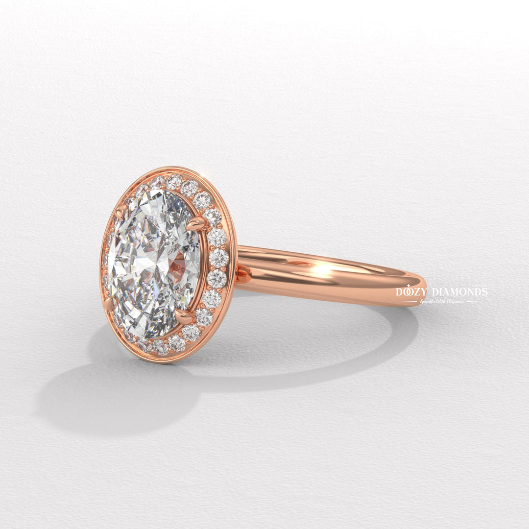 Buy oval cut halo diamond engagement ring with free shipping