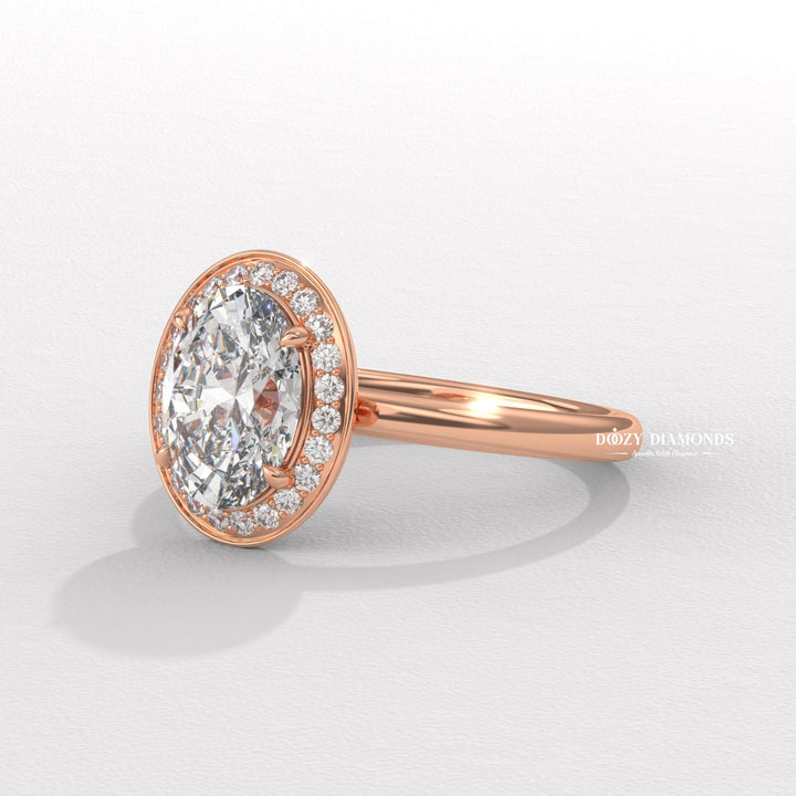 Buy oval cut halo diamond engagement ring with free shipping