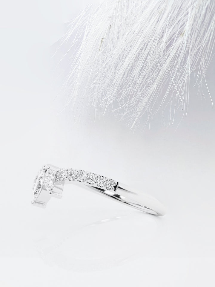 Marquise & Round FG - VS2 Lab Grown Diamond Chevron Wedding Band - Doozy Diamonds