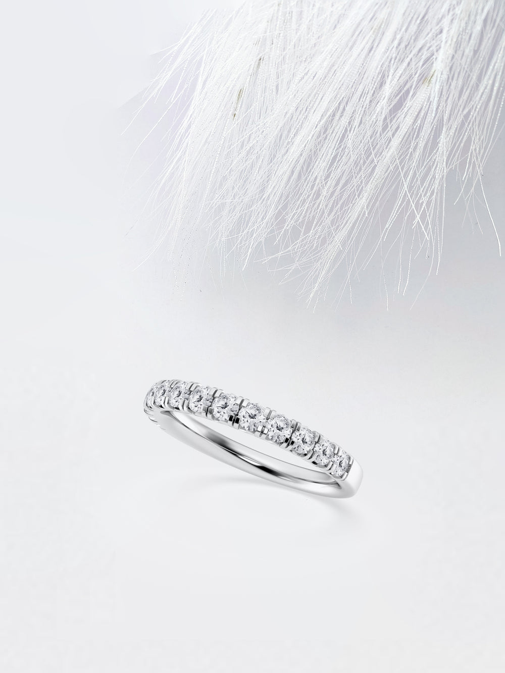 Round FG - VS2 Lab Grown Diamond French Pave Wedding Band - Doozy Diamonds