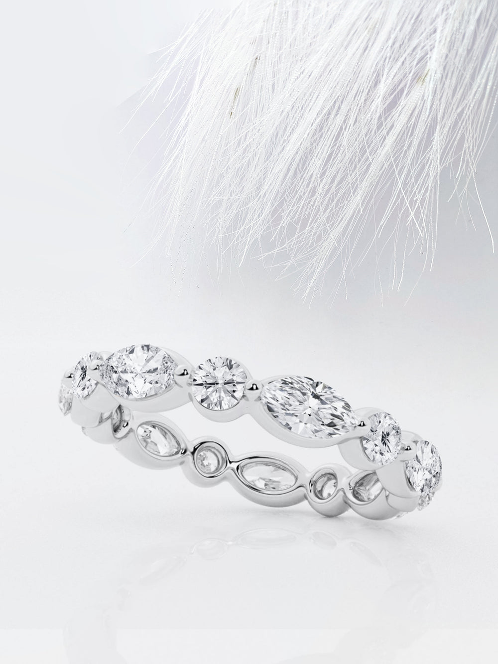 Marquise & Round FG - VS2 Lab Grown Diamond Floating Wedding Band - Doozy Diamonds