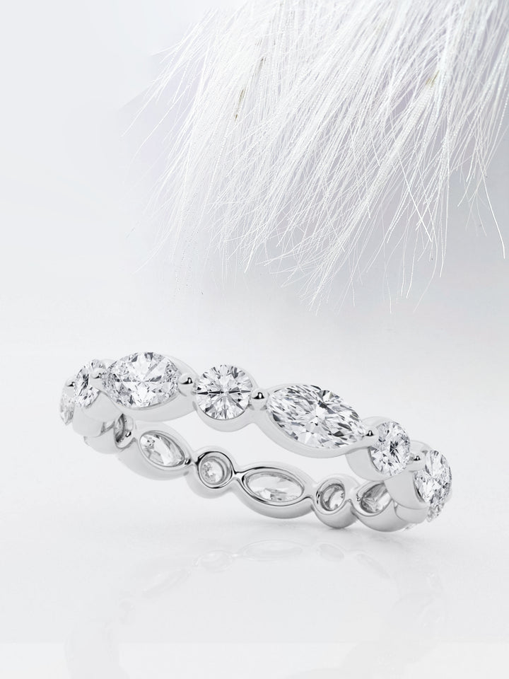 Marquise & Round FG - VS2 Lab Grown Diamond Floating Wedding Band - Doozy Diamonds