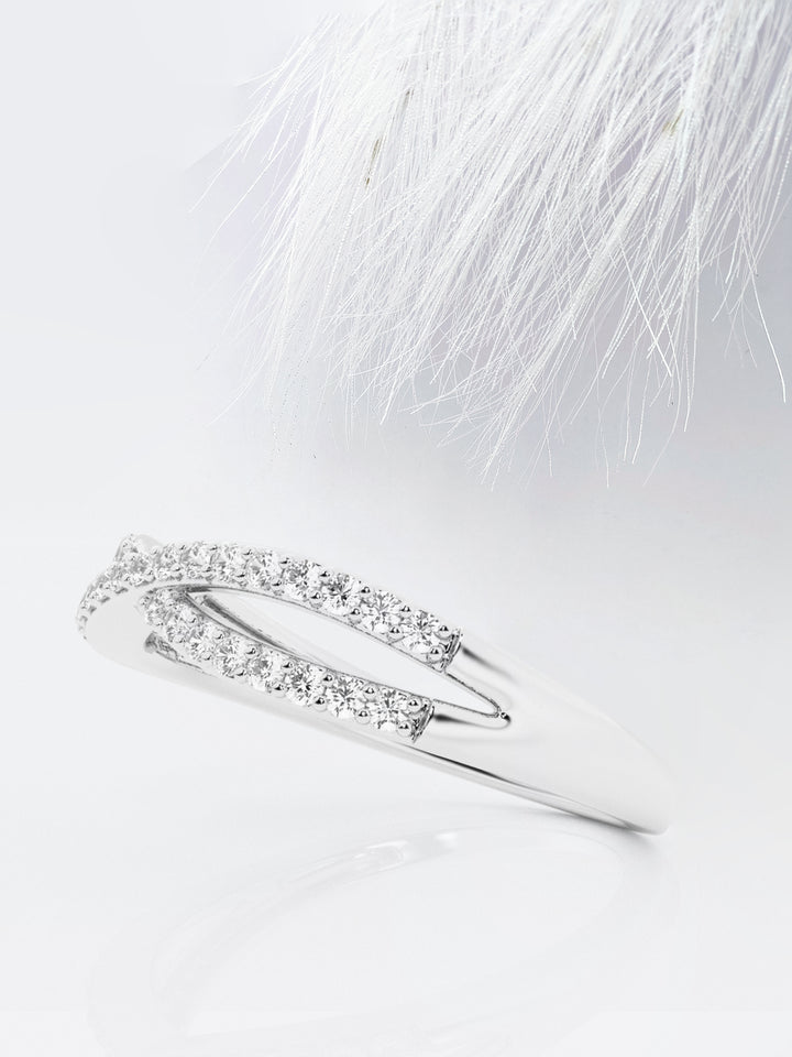 Round FG - VS2 Lab Grown Diamond Crossover Wedding Band - Doozy Diamonds