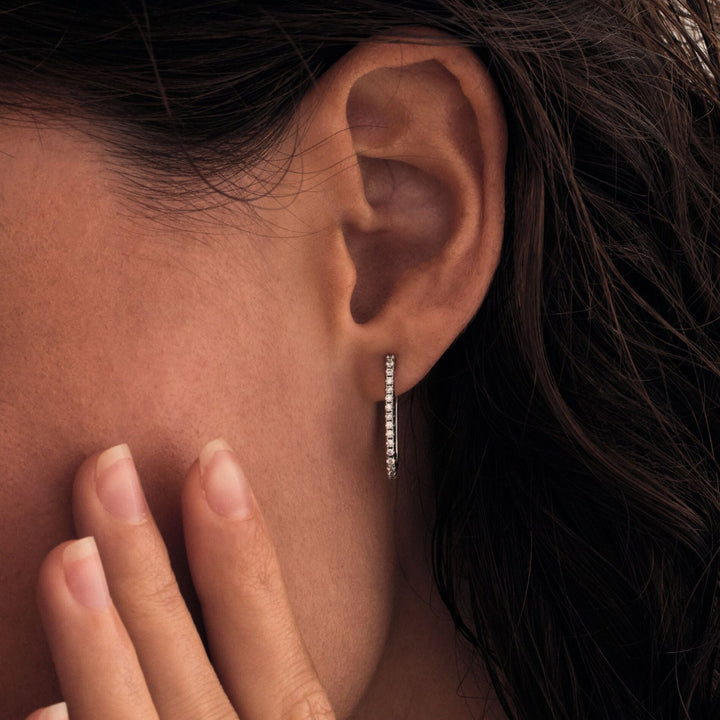 Round Cut Link Hoop Diamond Earrings for Her - Doozy Diamonds