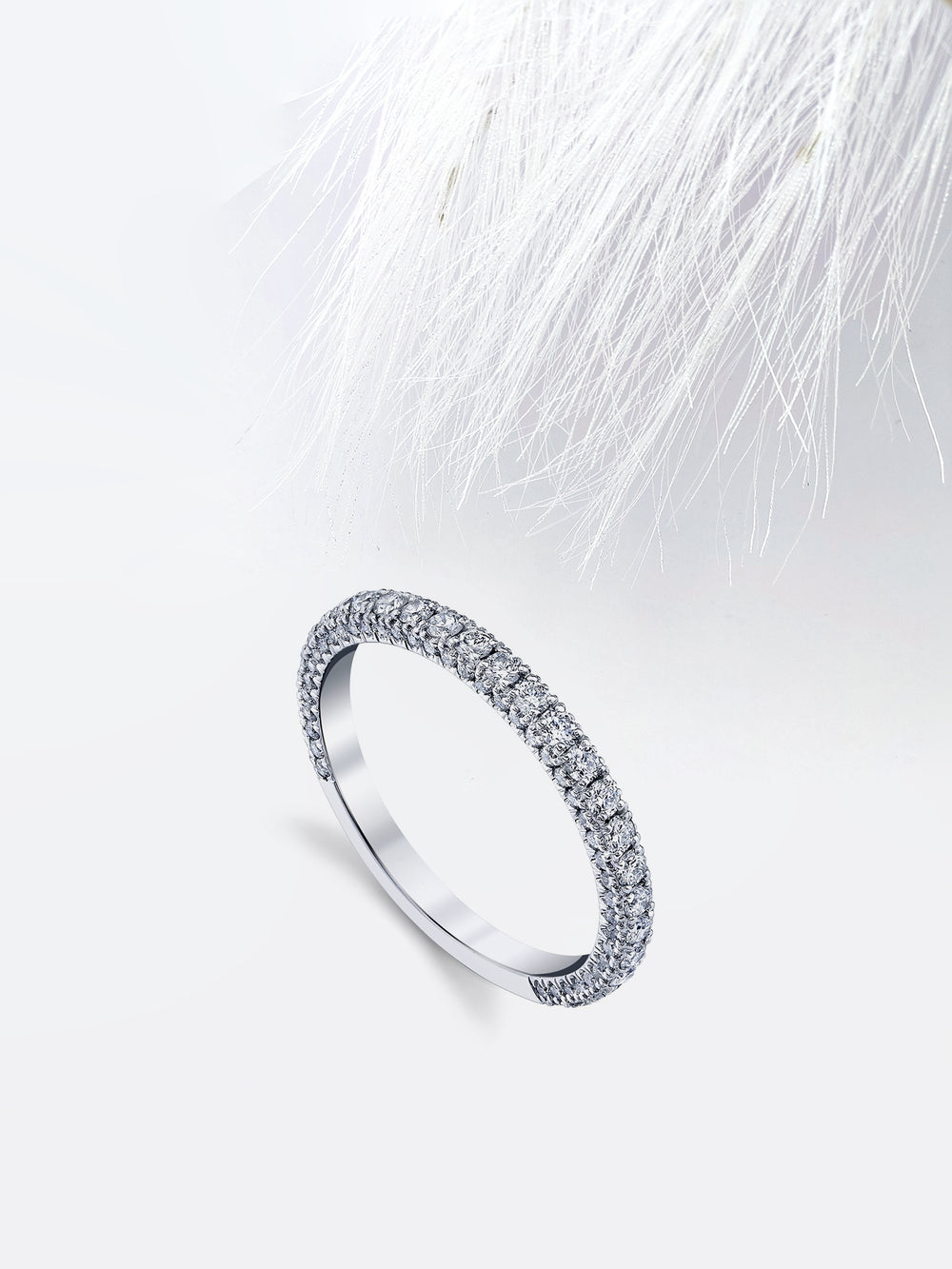 Round FG - VS1 Lab Grown Diamond Three Side Pave Wedding Band - Doozy Diamonds