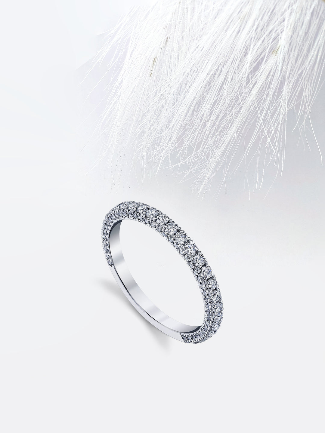 Round FG - VS1 Lab Grown Diamond Three Side Pave Wedding Band - Doozy Diamonds