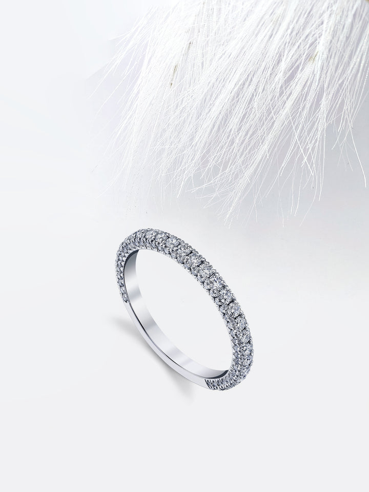 Round FG - VS1 Lab Grown Diamond Three Side Pave Wedding Band - Doozy Diamonds