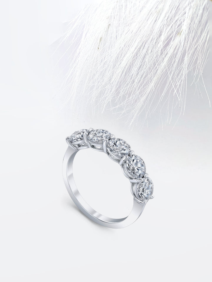 Round FG - VS1 Lab Grown Diamond Five Stone Wedding Band - Doozy Diamonds