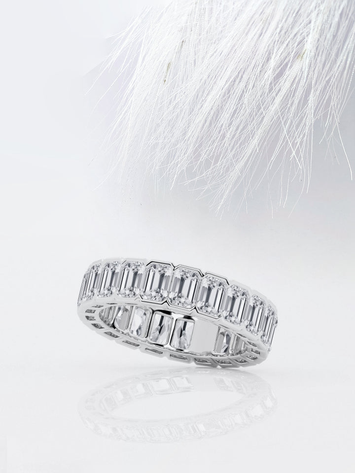 Emerald FG - VS2 Lab Grown Diamond Bezel Set Wedding Band - Doozy Diamonds