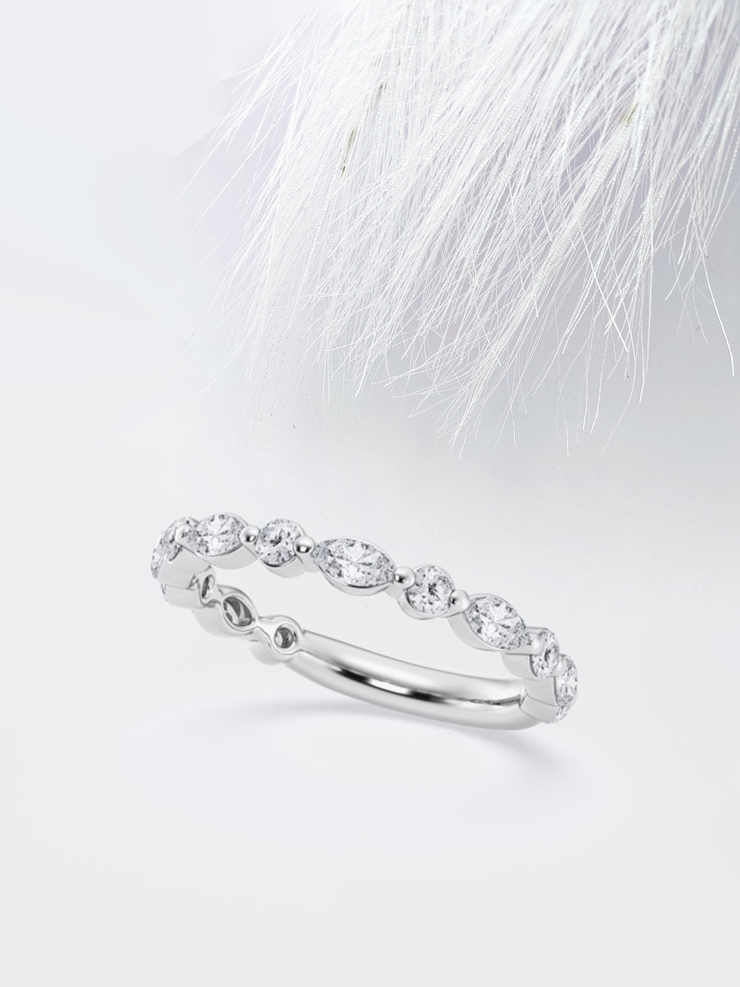 Marquise & Round FG - VS2 Lab Grown Diamond Alternative Wedding Band - Doozy Diamonds