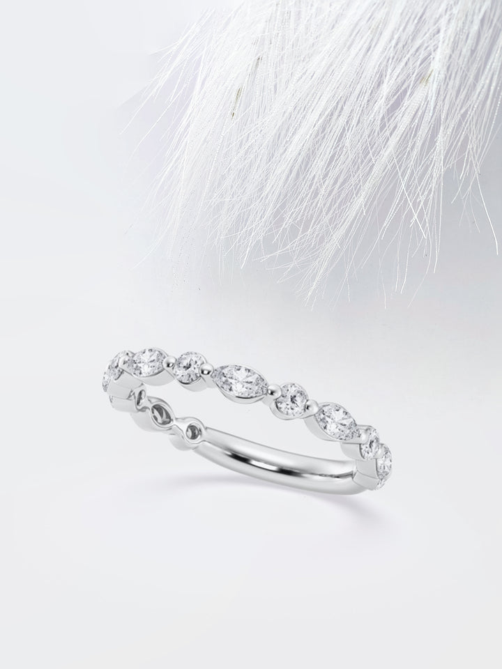 Marquise & Round FG - VS2 Lab Grown Diamond Alternative Wedding Band - Doozy Diamonds