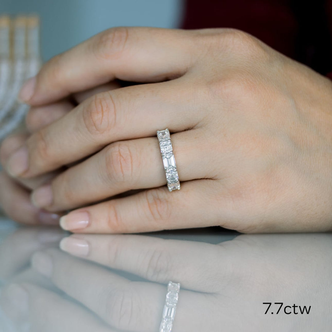 Emerald & Asscher Cut DE - VS1 Lab Grown Diamond Full Eternity Wedding Band - Doozy Diamonds