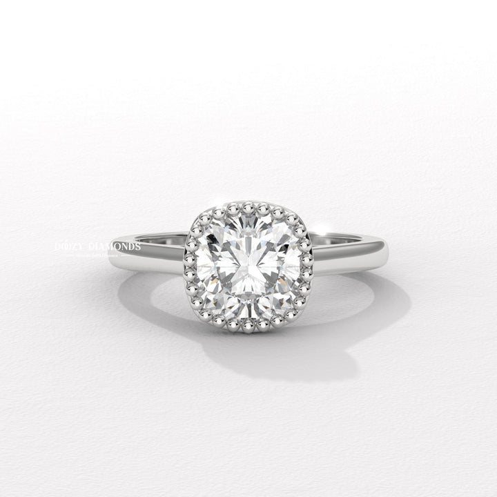 Cushion bezel engagement ring with IGI certificate and packaging
