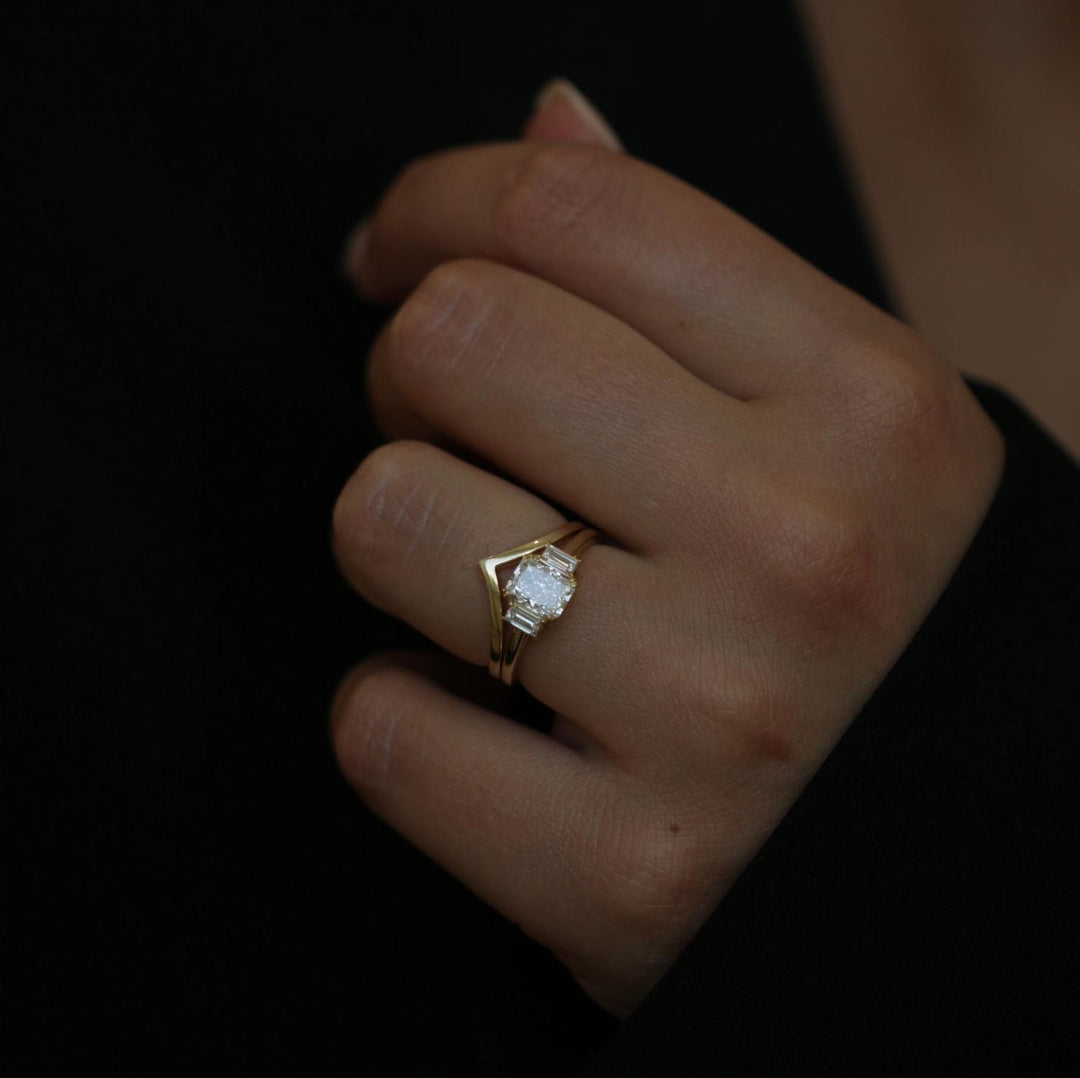 Radiant solitaire engagement ring with certified lab grown diamond