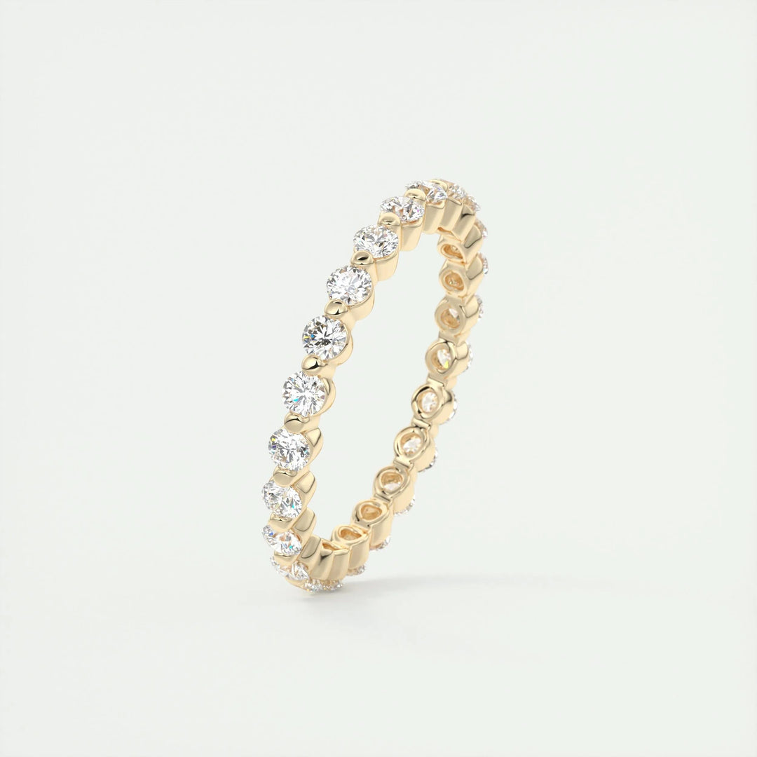 Round Brilliant lab grown diamond band worn on hand