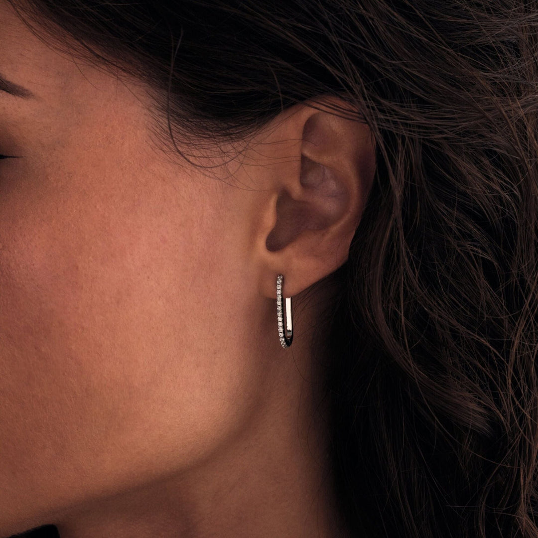 Round Cut Link Hoop Diamond Earrings for Her - Doozy Diamonds