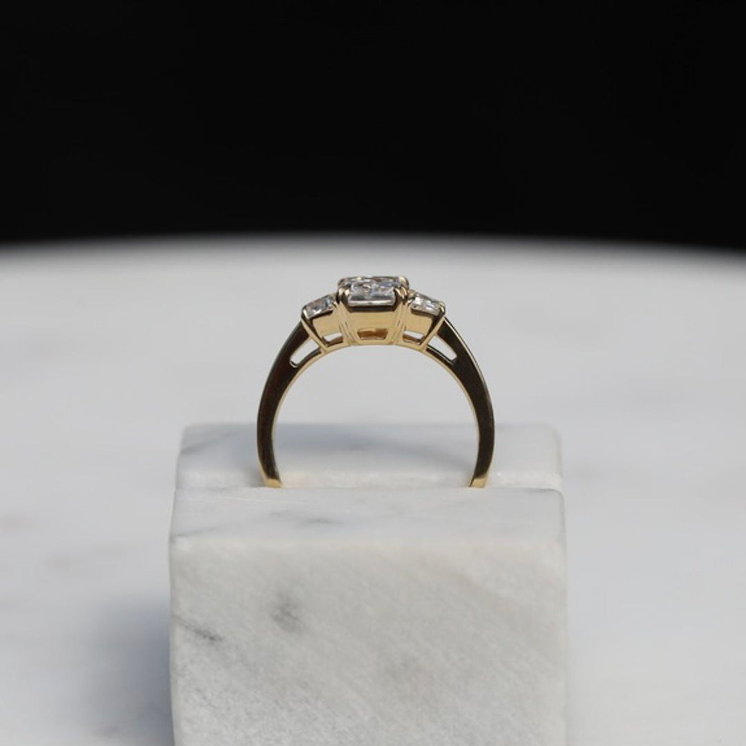 Certified radiant cut diamond featured in solitaire engagement ring