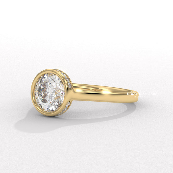 Buy round cut hidden halo diamond engagement ring with free shipping