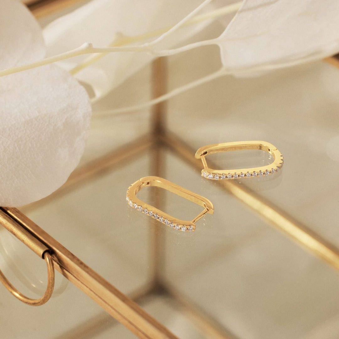 Round Cut Link Hoop Diamond Earrings for Her - Doozy Diamonds