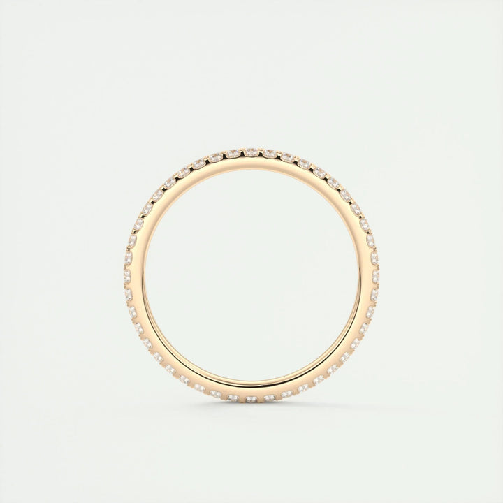 Round Brilliant lab grown diamond band worn on hand