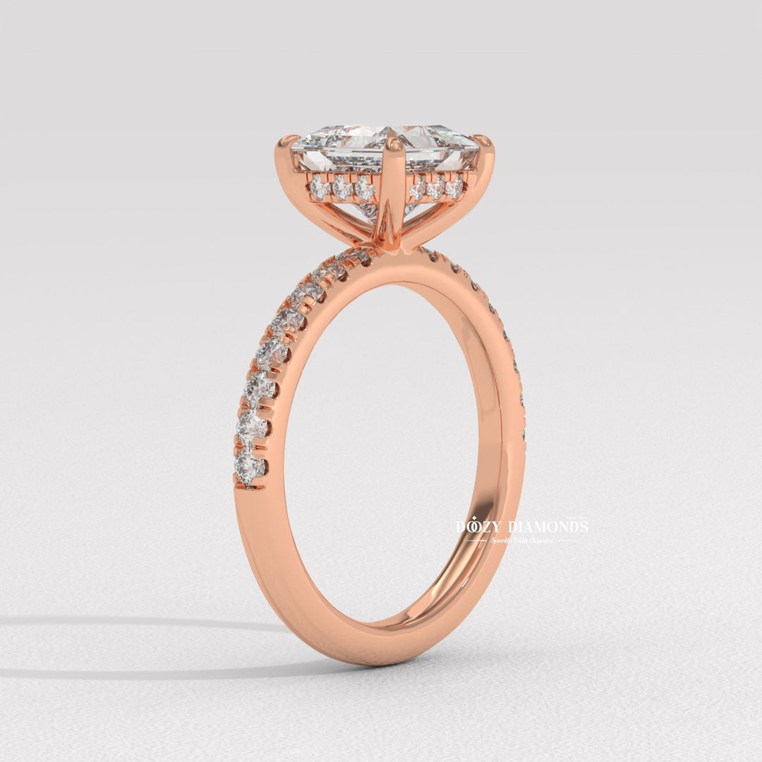 Shop princess cut hidden halo lab grown diamond engagement ring online
