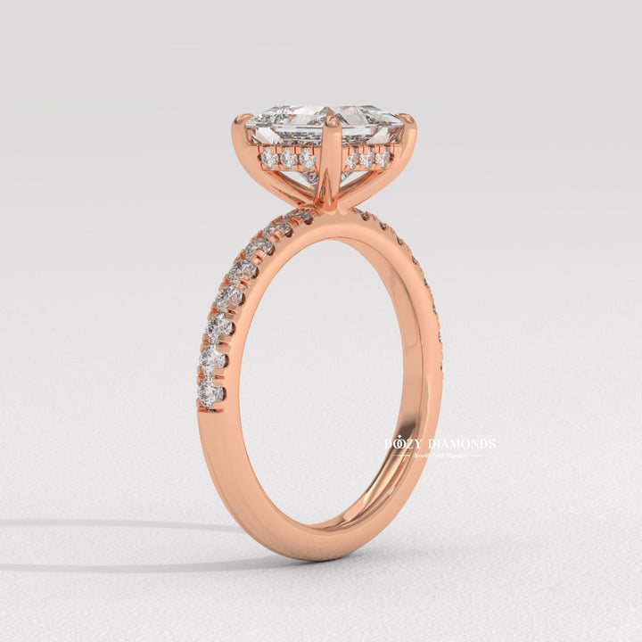 Shop princess cut hidden halo lab grown diamond engagement ring online