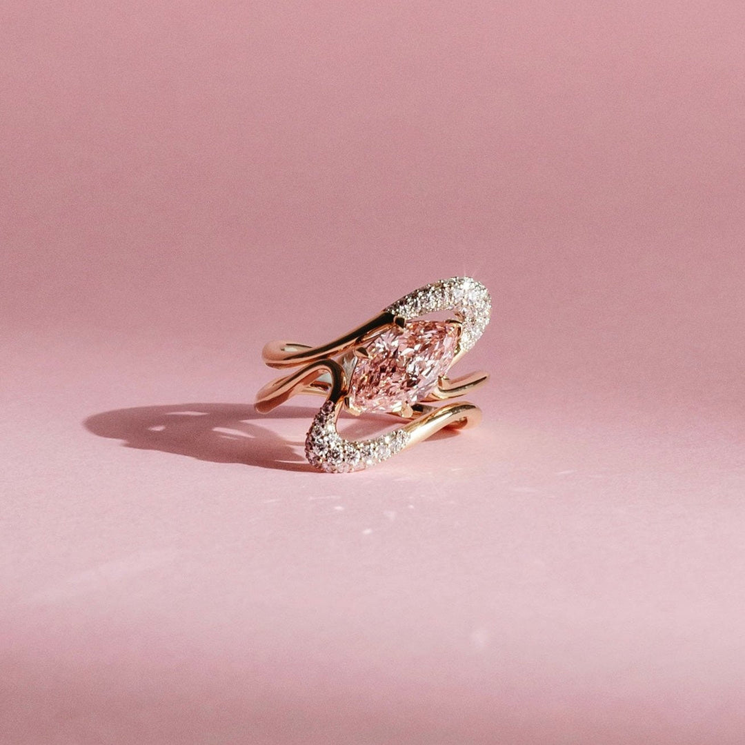 1.50CT - 2.50CT Pink Marquise Lab Grown Diamond Unique Engagement Ring - Doozy Diamonds