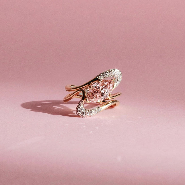 1.50CT - 2.50CT Pink Marquise Lab Grown Diamond Unique Engagement Ring - Doozy Diamonds
