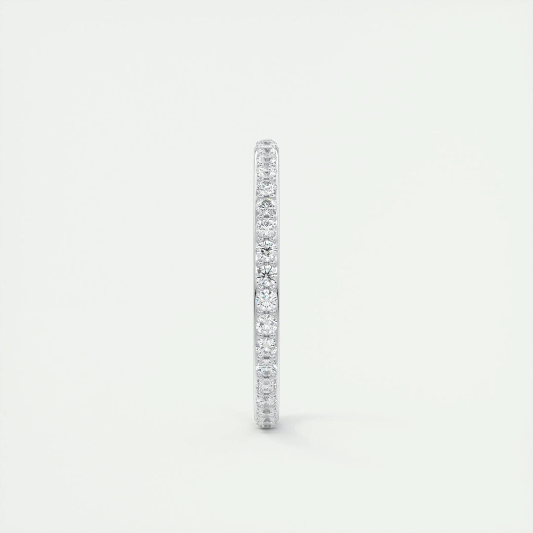 Round Brilliant diamond band stacked with engagement ring