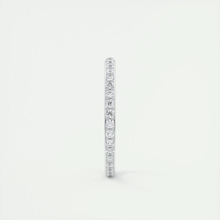 Round Brilliant diamond band stacked with engagement ring